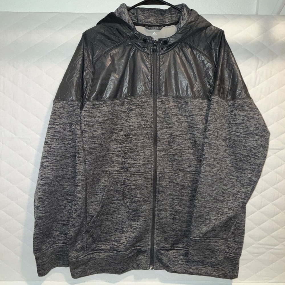 Adidas ClimaWarm Full Zip‎ Hoodie Jacket Mens Large Gray Black Athletic